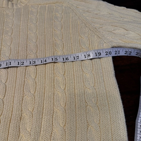 John Horan Vintage Men’s Butter Yellow Cable Knit 100% Cotton Sweater Sz XL - Picture 7 of 7